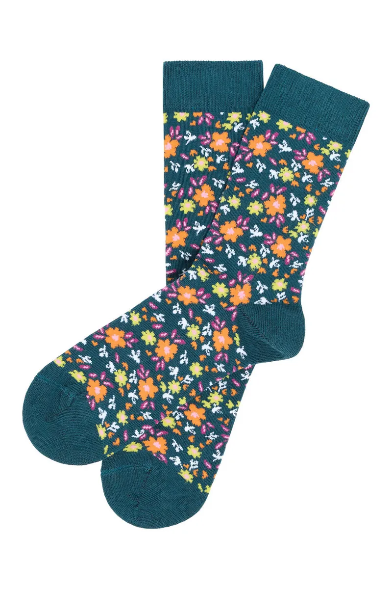 Tranquillo Socken Bloomyy - bloom petrol / 39–42 – Produktbild 1 von 2