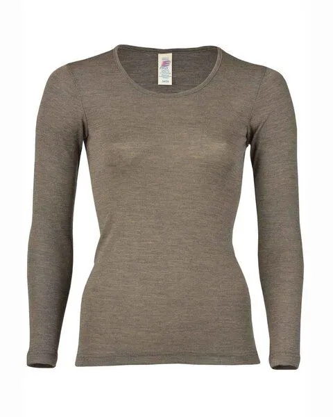 Engel natur Engel Natur Damen-Shirt Langarm Unterhemd Schurwolle Seide, Walnuss, – Produktbild 1 von 3