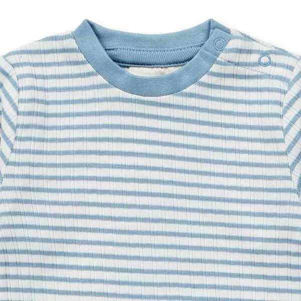 Sense Organics sense-organics Baby Body geringelt, Modell YVON, Helles denimblau-weiß geringelt, – Produktbild 2 von 4