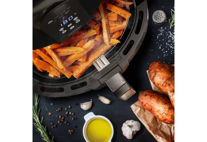Arendo Heißluftfritteuse XXL Airfryer 5,2 Liter, bis 200 Grad, 3D Umluftsystem, Display, 1800 W, Fritteuse, Heissluftfritteuse, Frittieren ohne Öl, Timer, 7 Programme, Schwarz, – Produktbild 3 von 5