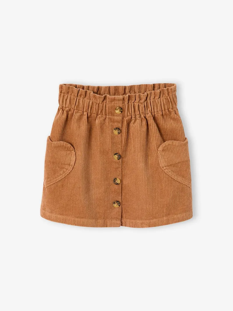 Vertbaudet Mädchen Cordrock mit Herztaschen, Camel, – Produktbild 1 von 3