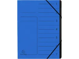 Exacompta 10 Exacompta Ordnungsmappen aus Colorspan, 355 g/m², DIN A4, Gummizug, 7 Fächer, blau – Produktbild 1 von 1
