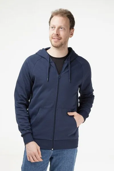 Evermind Evermind Unisex Kapuzenjacke aus Bio-Baumwolle, Dunkelmarine, – Produktbild 4 von 4