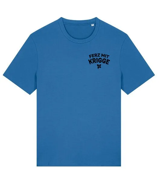 päfjes päfjes Ferz mit Krigge Hessisch Spruch - Fair Organic Cotton Unisex / Männer T-Shirt, Blau (mindful blue), – Produktbild 3 von 4