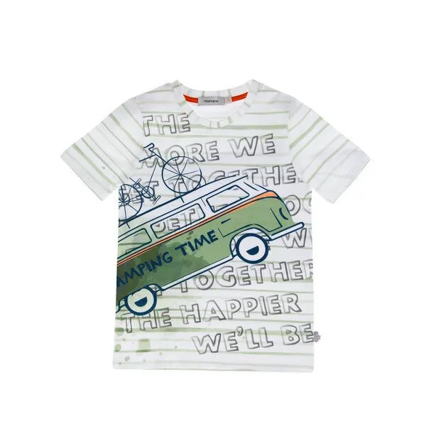 Marraine Kids Marraine Kids T-Shirt aus Biobaumwolle mit Alloverdruck, Weiß/grün, – Produktbild 1 von 4