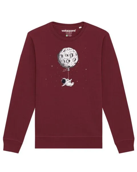 watapparel watapparel Sweatshirt Unisex Funny Spaceman, Burgundy, – Produktbild 1 von 4