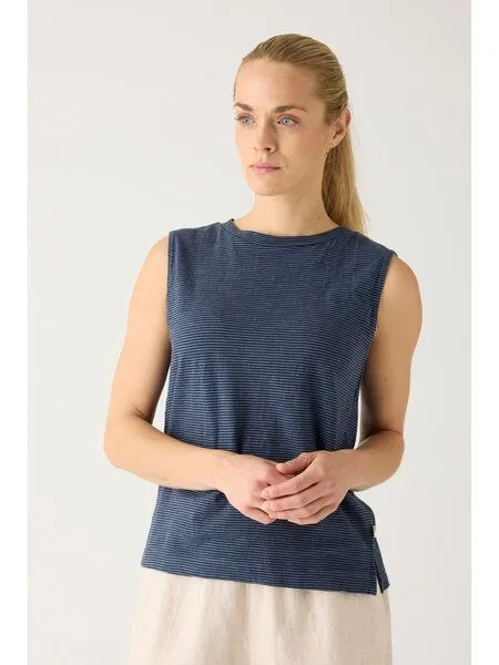 KnowledgeCotton Apparel KnowledgeCotton Apparel Gestreiftes Top Slub, Navy, – Produktbild 3 von 4