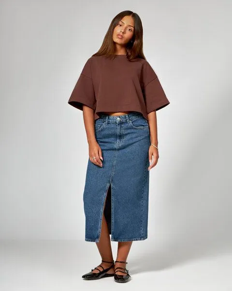 noemvri fashion label noemvri fashion label Cropped T-Shirt Susa braun – Produktbild 2 von 4