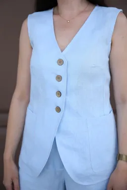 Amber Linen Amber Linen Damen vegan Weste Java Himmelblau – Produktbild 1 von 1
