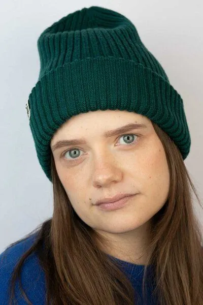 Strickmütze aus Merinowolle, abstehend Unisex Kiwistories, Grün, – Produktbild 4 von 4