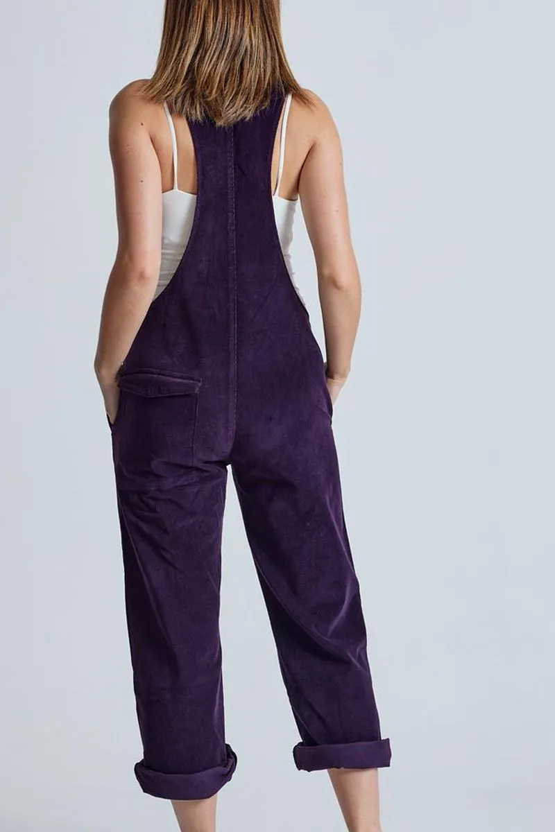 Flax and Loom Flax and Loom Damen vegan Latzhose Corduroy Mary Lou Aubergine, Violett, – Produktbild 2 von 2