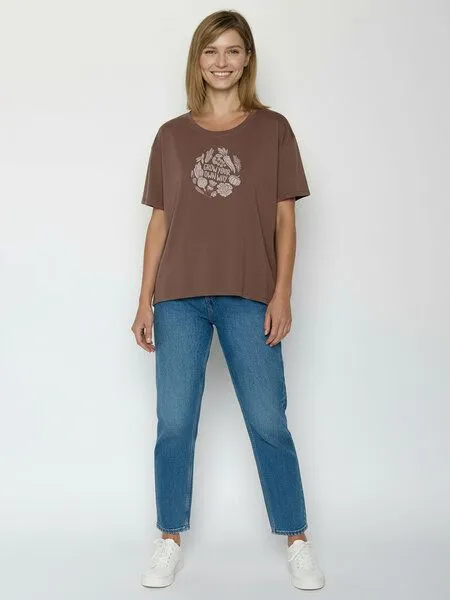 GreenBomb GREENBOMB Veggie Patch Feel - Lässiges T-Shirt aus Bio-Baumwoll-Mix / hochwertiger Print / GOTS / Fair & Vegan, Braun (earth wood), – Produktbild 3 von 4