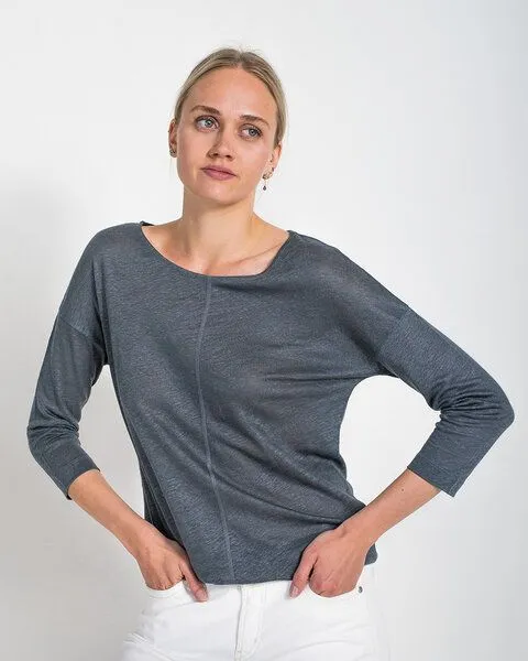 Alma & Lovis Alma & Lovis Sommer Leinenshirt aus Leinen-Jersey | Linen Pure, Grün, – Produktbild 1 von 4
