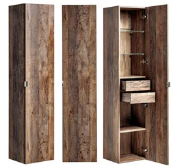 Lomadox Hochschrank PUEBLA-56 Badmöbel Vintage Oak Eiche, 2 Türen, B/H/T: 35/160/33 cm – Produktbild 1 von 1
