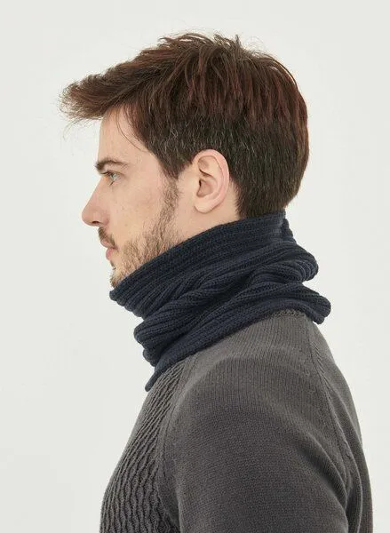 ORGANICATION ORGANICATION Unisex Strick Loop Schal aus Bio-Merinowolle und Bio-Baumwolle, Navy, – Produktbild 3 von 3