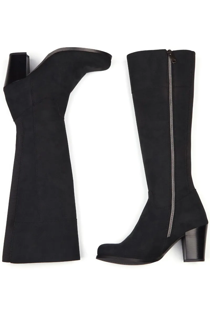 Will's Vegan Store Will's Vegan Store Damen vegan Kniehohe Stiefel Mit Absatz Schwarz, Schwarz, – Produktbild 1 von 2