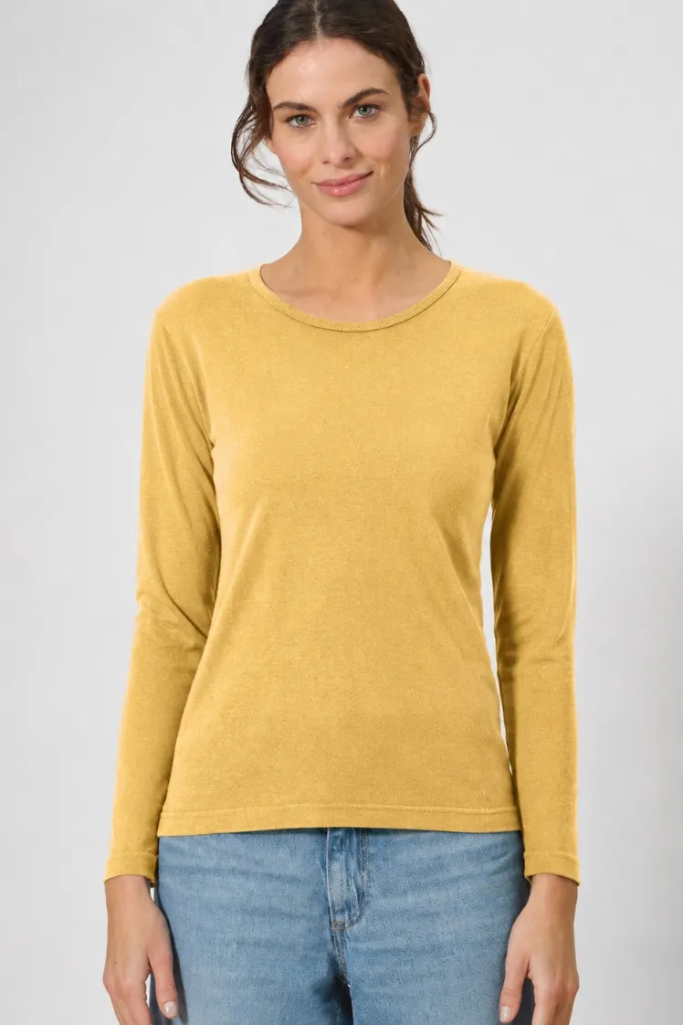 HempAge Hempage Damen vegan Langarmshirt Basic Dijon Gelb, Gelb, – Produktbild 2 von 2