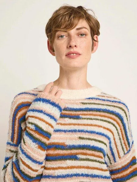 LANIUS LANIUS Streifenpullover aus Alpakawolle und Bio-Baumwolle, Multicolor stripe, – Produktbild 3 von 4