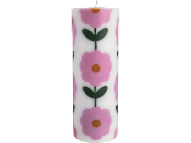 Tranquillo Tranquillo Handgearbeitete Stumpenkerze GLUMI FLOWER, Ø 7,5 x 20 cm, Rosa, – Produktbild 2 von 2