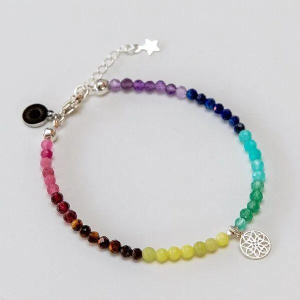 Divasya Divasya Chakra Armband aus Natursteinen, Silber, – Produktbild 3 von 4