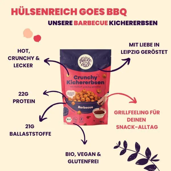 Hülsenreich Bio Crunchy Kichererbsen Barbecue – Produktbild 3 von 4