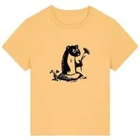 päfjes päfjes Erdmännchen mit Blume - Fair Wear Frauen T-Shirt Bio, Gelb, – Produktbild 1 von 1