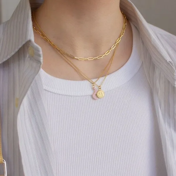 Paeoni Colors Paeoni Colors Halskette mit Curvy-Anhänger aus 18k Gold Vermeil, 925 Sterling Silber, Gold, – Produktbild 4 von 4