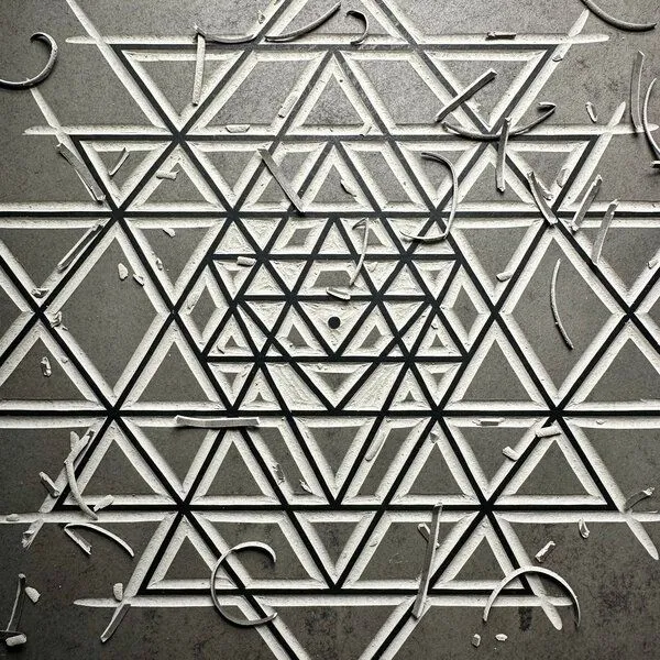 Veskor Cassiopeia Veskor Cassiopeia SRI YANTRA Symbol Linoldruck | 22 × 22 cm | Gold auf Schwarz – Produktbild 3 von 4