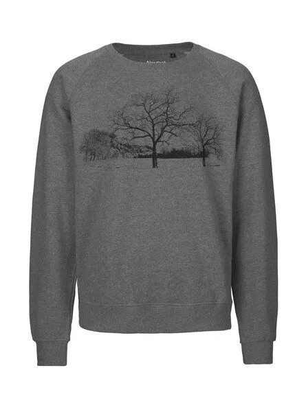 Peaces.bio - handbedruckte Biomode Peaces.bio - handbedruckte Biomode Sweatshirt Landscape Unisex, Dunkelgrau, – Produktbild 1 von 2