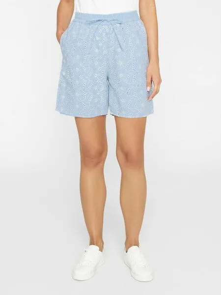 KnowledgeCotton Apparel KnowledgeCotton Apparel Kurze Hose - Embroidery Anglaise - aus Bio-Baumwolle/Leinen, Skyway (blau), – Produktbild 1 von 4