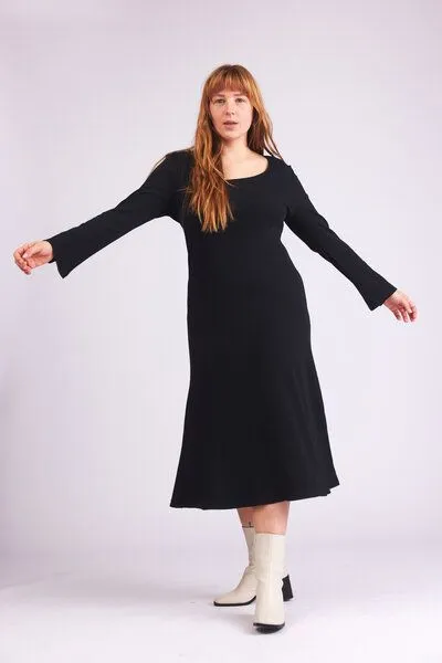 Baìge the Label Baìge the Label Birdie - Langes Kleid mit ausgestellten Ärmeln, Schwarz, – Produktbild 1 von 4