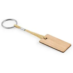 hi!dea™ hi!dea™ HOPPS. Rechteckiger Schlüsselanhänger aus Bambus mit PET-Schnur – Produktbild 1 von 1