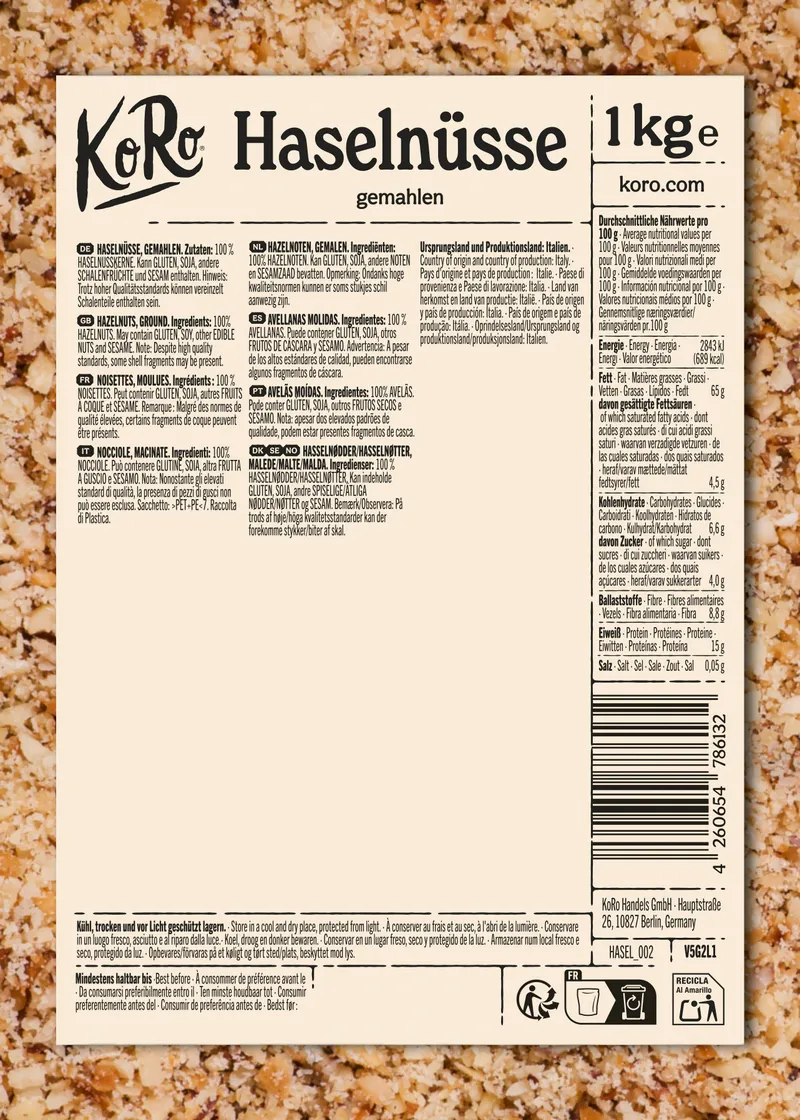 KoRo Gemahlene Haselnüsse 1 kg – Produktbild 5 von 5