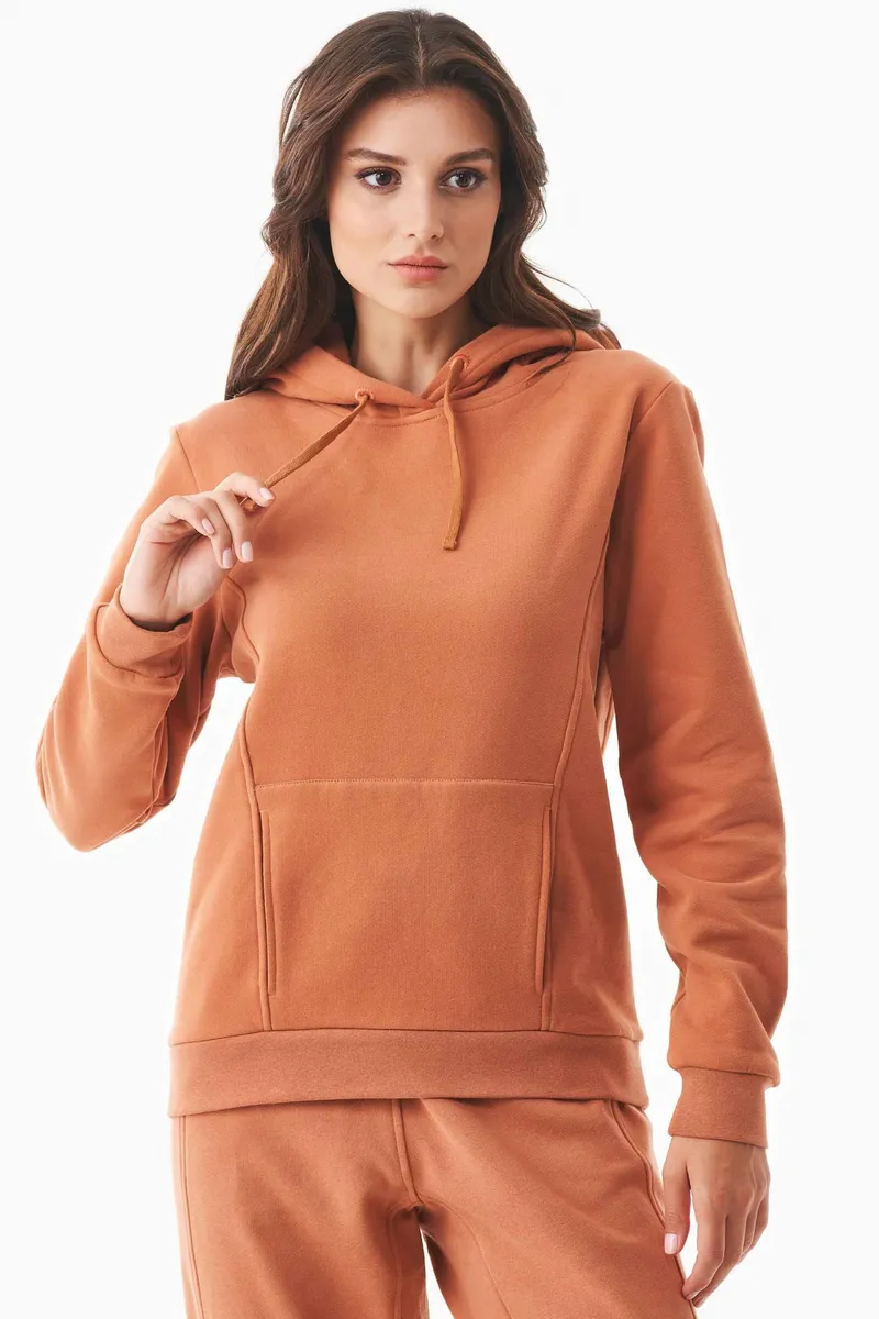 ORGANICATION ORGANICATION Damen vegan Sweathoodie Soft Touch Biologisch Baumwolle Orange, Orange, – Produktbild 2 von 2