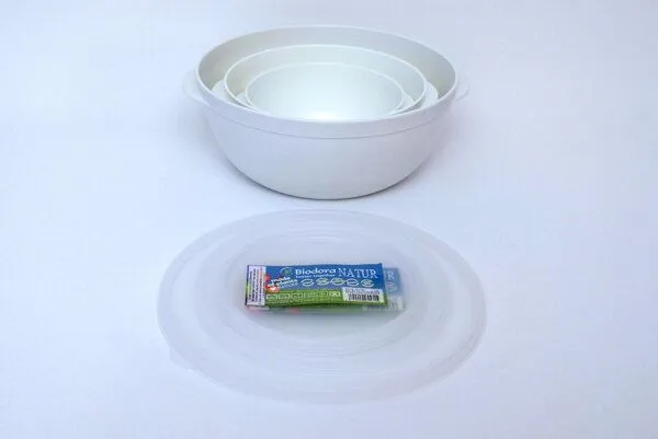Biodora Biodora Bio-Schüsselset (3-teilig) – 0,5 L / 1,0 L / 2,0 L – Biokunststoff auf Stärkebasis – Ineinander stapelbar, Weiss, – Produktbild 2 von 4