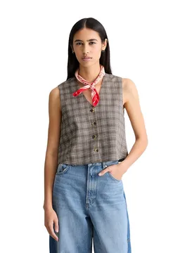 Marc O'Polo DENIM Kurzweste aus Organic Cotton-Leinen-Mix – Produktbild 1 von 1