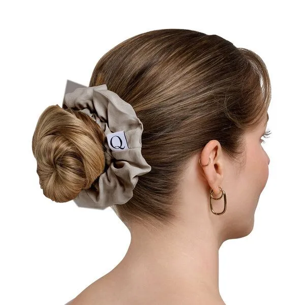 Qupro Qupro Scrunchies 2er - mit Cupro, innen Sprialgummi, Silver grey, – Produktbild 1 von 3
