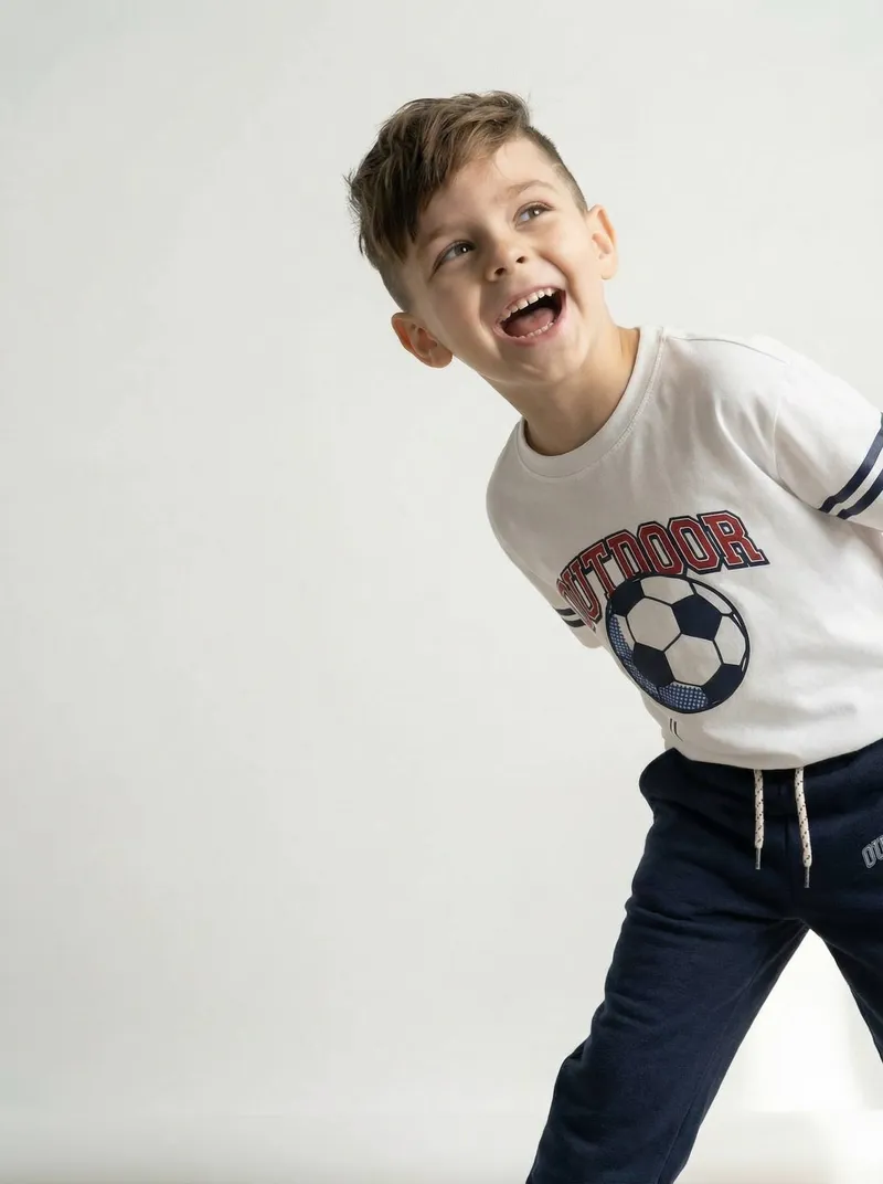 Vertbaudet T-Shirt Fußballprint Jungen, Weiß, – Produktbild 2 von 4