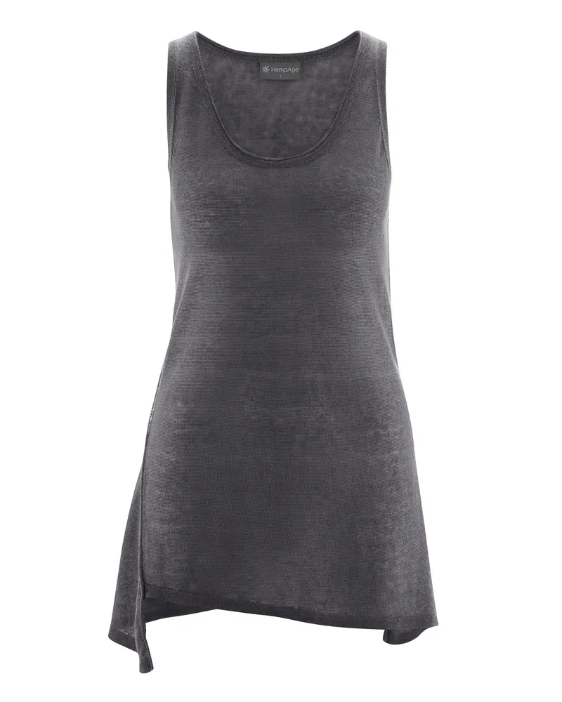 HempAge Hempage Damen vegan Top Asymmetrisch Anthrazit, Grau, – Produktbild 1 von 2