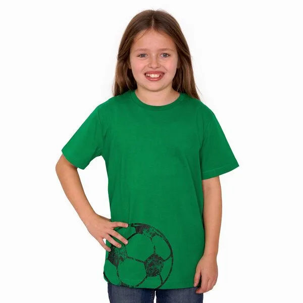 HANDGEDRUCKT HANDGEDRUCKT "Fußball" Unisex Kinder T-Shirt, Kellygreen, – Produktbild 1 von 3