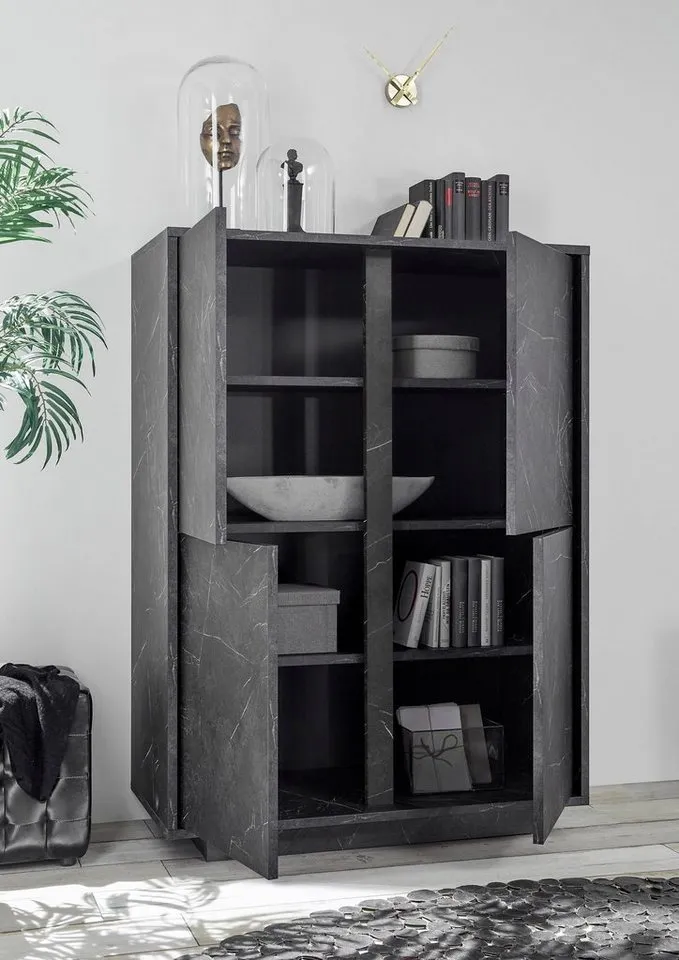 Home affaire Highboard Carrara, grifflos, Grau, – Produktbild 5 von 5