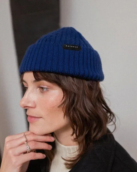 Rotholz Rotholz Short Ribbed Merino Beanie, Blau (royal blue), – Produktbild 3 von 4
