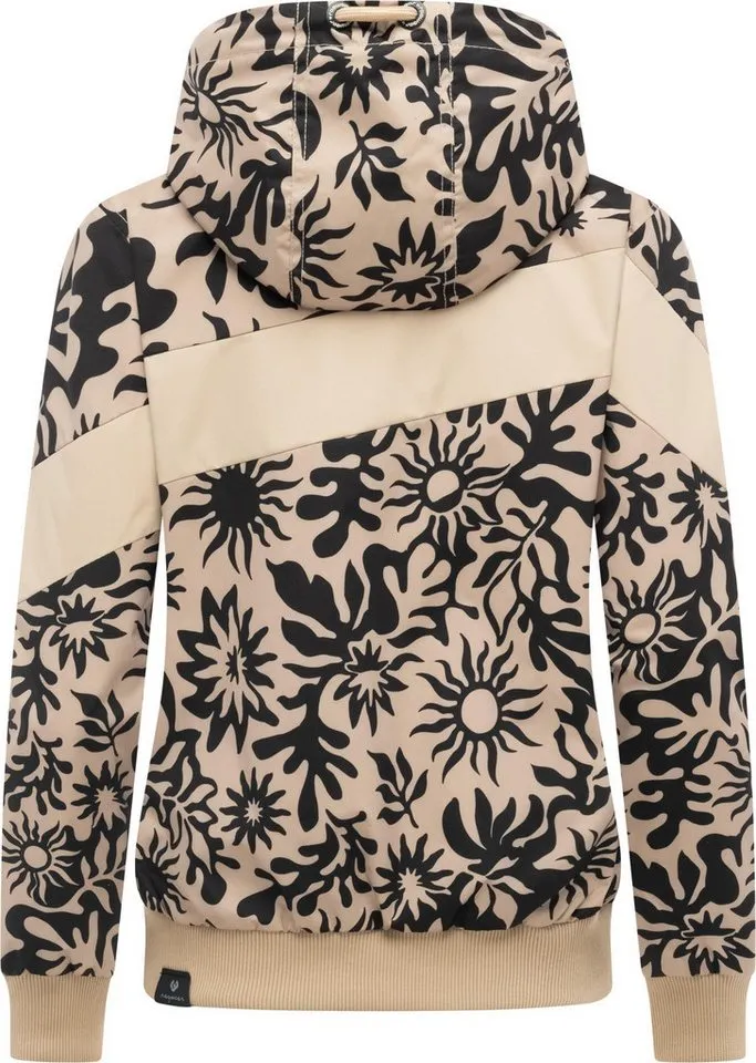 ragwear ragwear Outdoorjacke Nuggie Block Flower modische Damen Freizeitjacke mit floralem Print, Braun, – Produktbild 4 von 5