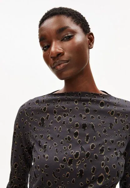 ARMEDANGELS ARMEDANGELS LEO Damen Longsleeve aus Bio-Baumwolle mit Leo-Print, Dark steel, – Produktbild 2 von 3