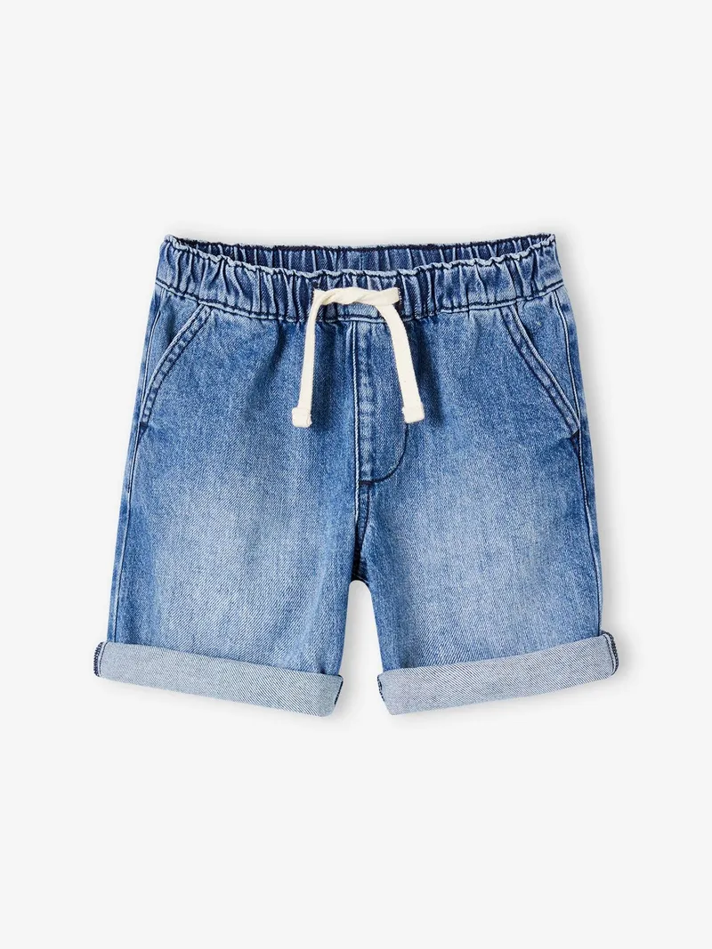 Vertbaudet Jungen Jeans-Shorts mit Dehnbund, Blue stone, – Produktbild 2 von 4