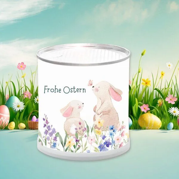 MacFlowers MacFlowers Frohe Ostern Zwei Osterhasen – Anzucht Set mit bunter Blumenwiese, Bunt, – Produktbild 2 von 2