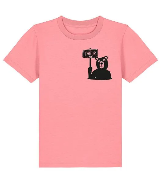 päfjes päfjes Der Bär ist DAFÜR! Du auch? - Kinder T-Shirt aus Bio Baumwolle Fair - Siebdruck, Rosa, – Produktbild 2 von 3