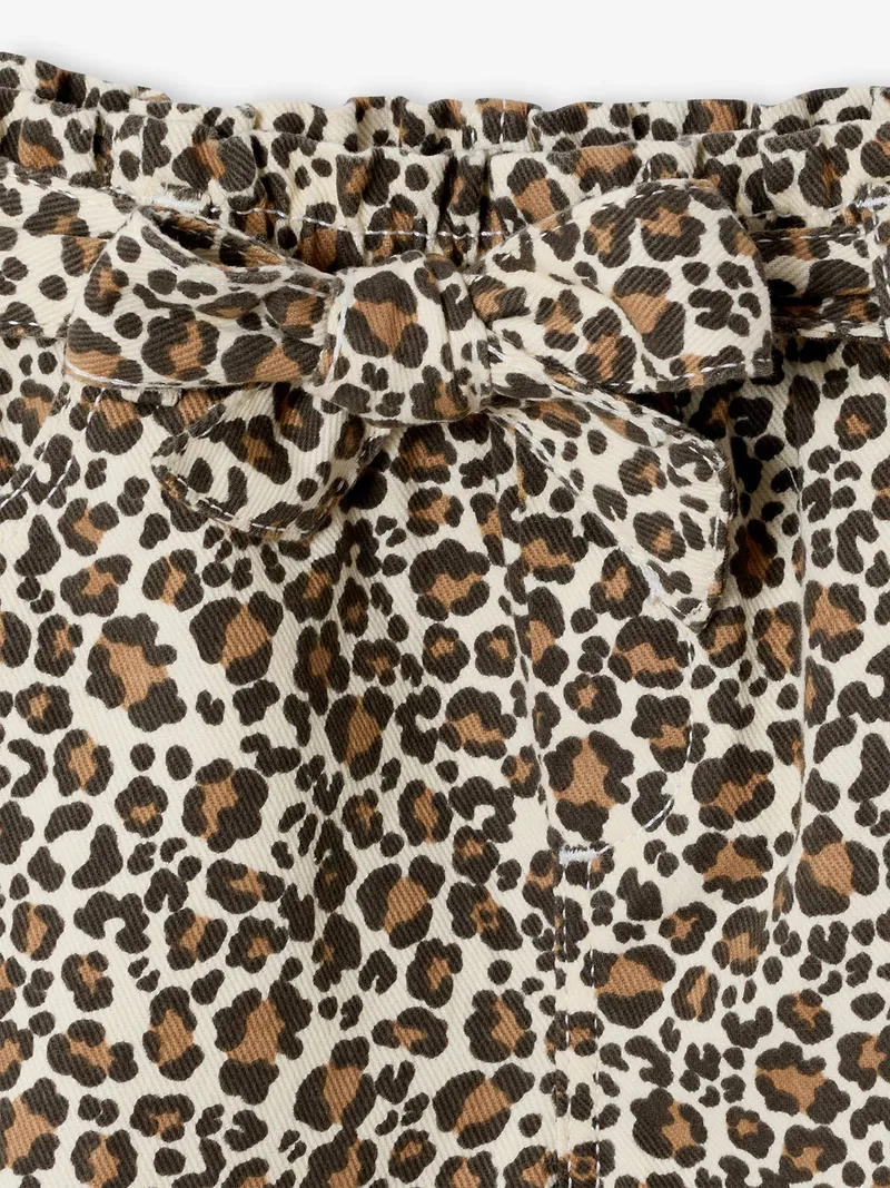 Vertbaudet Twill-Shorts mit Bindegürtel und leicht ausgefranstem Beinabschluss Mädchen vanille leo, Vanille leo, – Produktbild 3 von 4