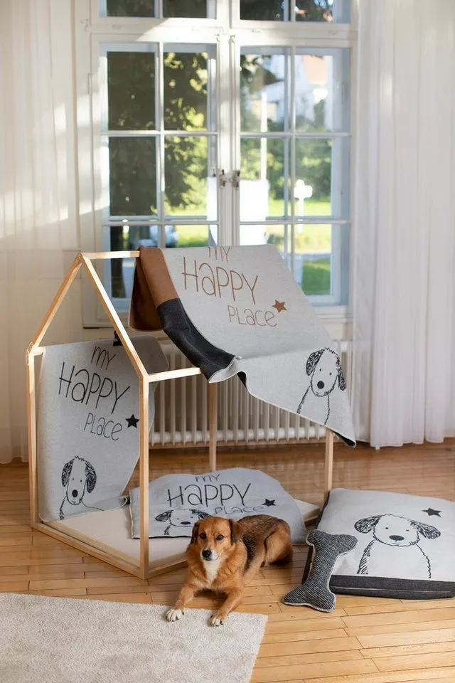 david fussenegger david fussenegger Tierdecke Hundedecke 'my happy place' 70 x 90 cm, Grau, – Produktbild 3 von 3