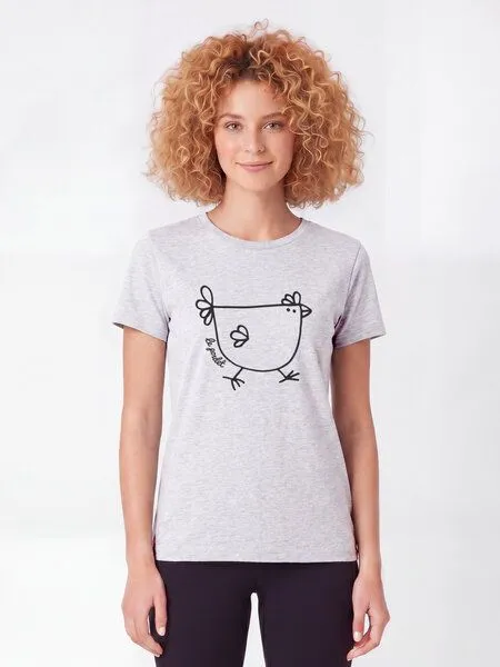 watapparel watapparel T-Shirt Frauen Le poulet - das Huhn, Cool heather grey, – Produktbild 2 von 2